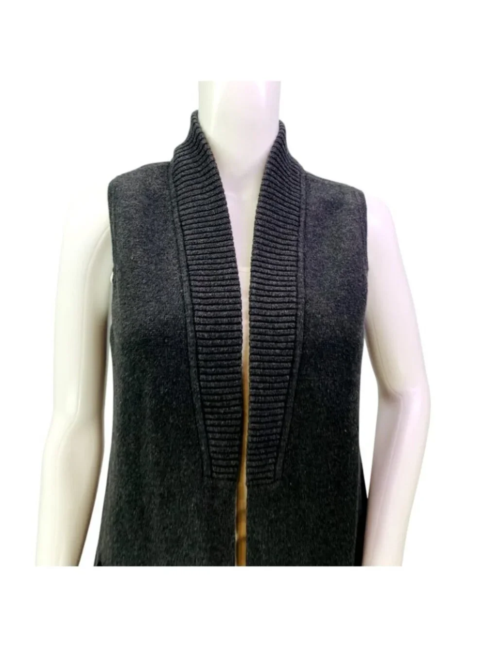 Chicos Womens Pocket Sweater Vest Gray Open Front Duster Size 0 | S - Picture 4 of 15